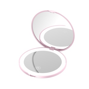 Miroir de poche cosmétique LED rechargeable et dimmable avec lumière intégrée pour le maquillage - Product Image 2