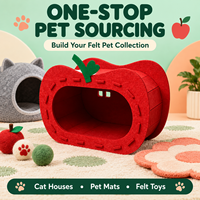 Maison pour chat en feutre en forme de pomme, lit cachette d'intérieur pour chat avec entrée large, couleur personnalisée, mobilier pour animaux de compagnie en gros