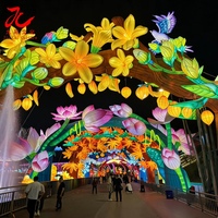 Arco di Lanterne Giganti Fatte a Mano di Zigong, Tunnel di Fiori di Ciliegio, Lanterna a Cubo con Caratteri Cinesi per Decorazioni di Eventi e Festival