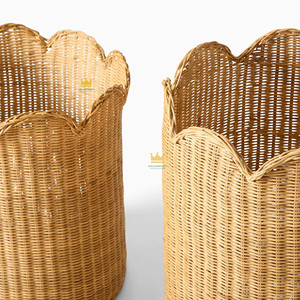 Panier en rotin à bords ondulés, tissé à la main, écologique, en forme d'animal, pour le rangement de la lessive, des vêtements et des jouets, fabriqué au Vietnam - Product Image 5