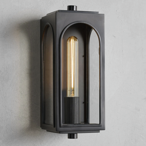 Applique d'extérieur style designer américain Arhaus Palladian Villa Laiton massif Verre clair Laiton antique Bronze Applique d'intérieur - Product Image 2