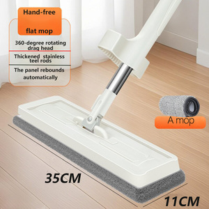 Serpillère magique en microfibre de 35 cm, serpillère plate mains libres avec tête en tissu, nettoyage humide et sec des saletés, nettoyage des sols domestiques, poignée pratique - Product Image 3