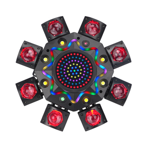 Éclairage de scène multi-effets 150W AC95-245V 50Hz 25CH DMX512 8PCS 10W Bande LED RGBW Stroboscope Blanc/Doré Automatique à la Voix - Product Image 1