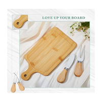 Ensemble de planches à fromage miniatures en bambou et couteaux, planche à découper rectangulaire avec poignées en bois, coffret cadeau pour mariages et anniversaires