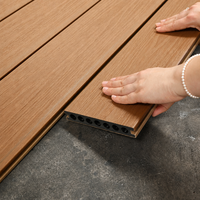 Nouvelle technologie WPC : dalles de terrasse composites co-extrudées à trous, style européen, lisses, en bois de teck et plastique, pour jardin extérieur