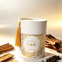 Coffret cadeau de bougies parfumées avec logo personnalisé C&H, décoration d'intérieur pour la fête des mères, pot en verre blanc, bougie parfumée en bois, décoration d'intérieur, cadeau de fête