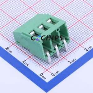 DB129R-5.0-3P-GN-S Screw Terminal Block Bent Lead Through Hole,P=5mm Connector 1x3P 5mm Green Right Angle Insert - Product Image 2