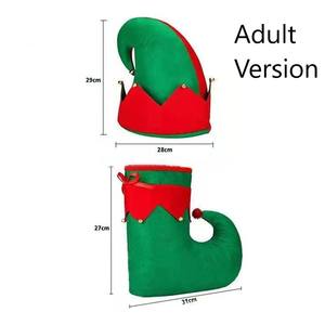 Sombrero <span class=keywords><strong>de</strong></span> elfo <span class=keywords><strong>de</strong></span> Navidad <span class=keywords><strong>de</strong></span> fieltro con cascabeles a juego verde rojo zapatos <span class=keywords><strong>de</strong></span> punta rizada conjunto no Tejido estilo payaso carnaval <span class=keywords><strong>disfraz</strong></span> familia - Product Image 4