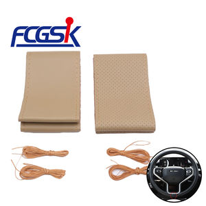 Venta de fábrica, costura a mano, <span class=keywords><strong>funda</strong></span> para <span class=keywords><strong>volante</strong></span> de coche de cuero genuino DIY para Peugeot <span class=keywords><strong>Renault</strong></span> Opel Seat Chevrolet Buick - Product Image 1