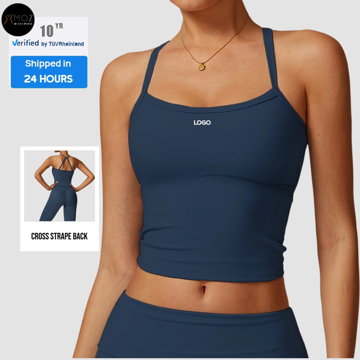 Women's Fashion Yoga Tank Top Spandex/Nylon Four-Way Stretch Quick-Dry Breathable Sweat-Wicking Skinny Fit Crop Top Front