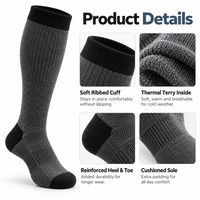 Chaussettes de compression thermiques en laine mérinos personnalisées pour l'hiver, 15-20 mmHg, chaussettes chaudes en laine, hauteur genou, fabricant OEM, marque privée