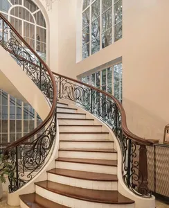 Vb Ultra beyaz cam korkuluk kayrak mermer kavisli merdiven Spiral merdiven LED merdiven