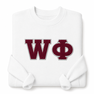 Sweat-shirt à col rond en chenille personnalisé Greek Life avec applique de lettres en feutre pour <span class=keywords><strong>les</strong></span> tenues de fraternité, de sororité et universitaires - Product Image 6