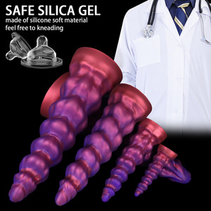 Prix de gros usine <span class=keywords><strong>Plug</strong></span> <span class=keywords><strong>anal</strong></span> en silicone en spirale, Dildo extra-large en forme de pénis monstre souple pour femme, Jouet sexuel pour adulte - Product Image 2