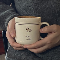 Mug en céramique Niche Ins à pois, tasse à café rétro peinte à la main avec motif cheval, cadeau tasse à eau dessin animé