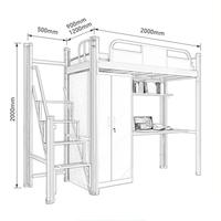 HUIYANG Mobilier Scolaire Lits de Dortoir Superposés en Métal pour Adultes et Étudiants, Lit Mezzanine avec Bureau