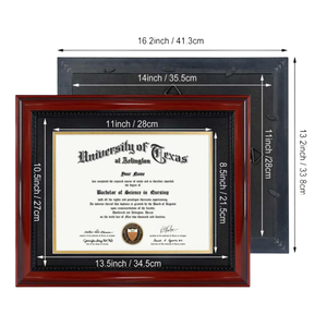 Marco de diploma de graduación de madera Marco de certificado Marco de grado de cereza con intrincado detalle de cuerda negra - Product Image 2