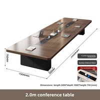 Table de conférence moderne en bambou HYZ-247X avec prise intégrée, capacité 16 personnes, design rectangulaire pour salle de formation, de négociation et de réunion