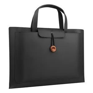 Custom Logo Waterproof PU Vegan Leather Envelope Clutch Briefcase Women Laptop Sleeve Bag