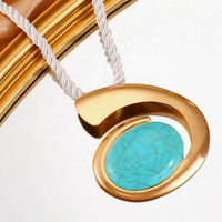 À la mode Style bohème exagéré Turquoise ovale pendentif collier pour les femmes quotidien décontracté vacances voyage fête vêtements de vacances