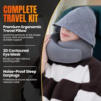 Oreiller de voyage à capuche en mousse à mémoire de forme, ultra doux, bloquant la lumière, pour une intimité optimale, léger, kit de voyage pour avion et trajets.