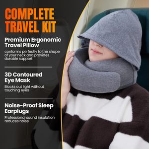 Almohada de Viaje con Capucha de Espuma Viscoelástica Pro, Súper Suave, Bloqueador de Luz, Privacidad, <span class=keywords><strong>Kit</strong></span> de Viaje Ligero <span class=keywords><strong>para</strong></span> Vuelos <span class=keywords><strong>en</strong></span> Avión - Product Image 2