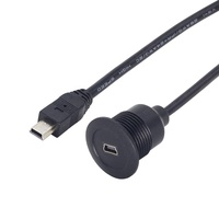 Mini USB macho hembra Cable de montaje empotrado trenza blindaje chaqueta de PVC 3A función de carga rápida montaje en Panel Mini B Cable de extensión