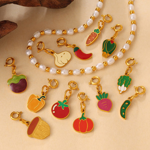 Dijes de Acero Inoxidable Antideslustre con Forma de Vegetales, Lindos Accesorios de Joyería Hechos a Mano, Colgantes Metálicos para Collares y Pulseras - Product Image 1