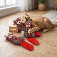 Famipet Fabricant – Nouveauté : Ensemble de jouets pour chat en peluche douce avec herbe à chat, design animaux de Noël personnalisé pour chatons