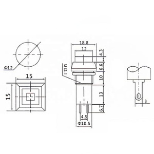 Interrupteur à bouton-poussoir carré autobloquant/momentané PBS-12A, PBS-12B 12 mm, 250 VAC 1 A - Product Image 2