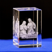 Statue de jésus sculpté en cristal 3d, Souvenir religieux, cadeaux, décoration artisanale