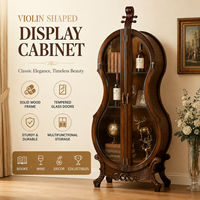 Vitrine de luxe en bois massif en forme de violon, meuble à vin vintage, meuble de salon, vitrine antique, armoire de rangement