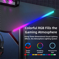Table de jeu pliable en métal avec surface en fibre de carbone pour le streaming, écran d'affichage RGB, bras de micro intégré, système de gestion des câbles
