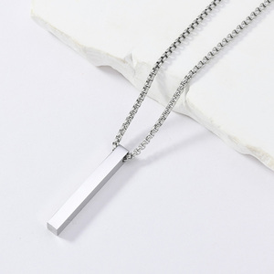 Colgante de Barra Vertical Lisa de Acero Inoxidable al por Mayor <span class=keywords><strong>para</strong></span> Fabricantes, Colgante Personalizado Grabado en Blanco DIY, Collar, Regalo <span class=keywords><strong>para</strong></span> el Dí<span class=keywords><strong>a</strong></span> del Padre - Product Image 6