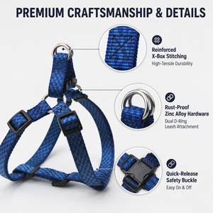 Harnais pour chien personnalisé avec logo, réglable et rembourré, deux anneaux en D métalliques, boucle à dégagement rapide, vente en gros OEM ODM - Product Image 4