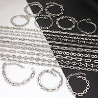 Collier et bracelet pour femme en acier inoxydable plaqué or 18 carats, chaîne en bambou artisanale géométrique multi-style tendance