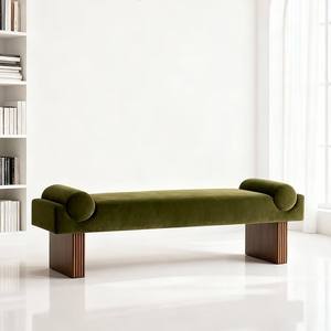 Italian Minimalist <b>Velvet</b> <b>Bench</b> Long Tufted Design For Bedroom Entryway Living Room Furniture - Product Image 1