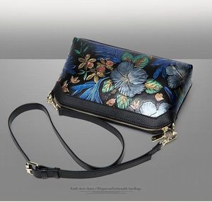 Bolso de Mano con Flores para Mujer, Elegante Bolso de Hombro de Cuero Vacuno Genuino, Bolso Bandolera para Dama - Product Image 4