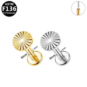 Boucles d'oreilles en titane F136, alliage de titane ASTM, serti de cristaux, bijoux de piercing pour oreille, lèvre, nez, cartilage - Product Image 5