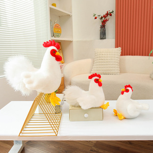 ตุ๊กตาไก่ขาวเหมือนจริง ของเล่นนุ่มนิ่ม ไก่คู่รักน่ารัก ของขวัญตกแต่งบ้าน - Product Image 2