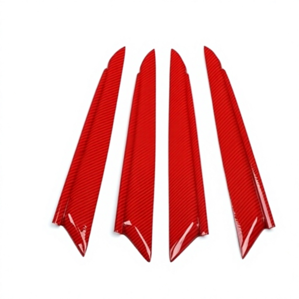 Bande de porte intérieure 4 pièces, motif en fibre de carbone rouge, universelle l
