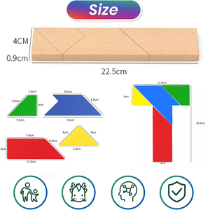 <span class=keywords><strong>Puzzle</strong></span> en forme de T en <span class=keywords><strong>bois</strong></span> 4 pièces jouet casse-tête pour enfants et adultes grand cadeau et faveur de fête comprend des instructions en papier - Product Image 3