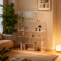 Étagère à livres en acrylique transparent sur mesure, ouverte, multi-compartiments, pour présentation au sol, étagère de rangement minimaliste transparente pour livres