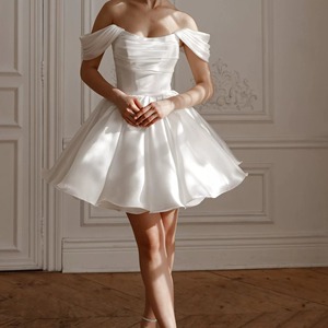 <span class=keywords><strong>Vestidos</strong></span> <span class=keywords><strong>de</strong></span> <span class=keywords><strong>Novia</strong></span> <span class=keywords><strong>Cortos</strong></span> <span class=keywords><strong>y</strong></span> <span class=keywords><strong>Sencillos</strong></span> con Hombros Descubiertos, Estilo Línea A, <span class=keywords><strong>Elegantes</strong></span>, por Encima <span class=keywords><strong>de</strong></span> la Rodilla, con Pliegues, Mini Vestido <span class=keywords><strong>de</strong></span> <span class=keywords><strong>Novia</strong></span> con Cordones en la Espalda - Product Image 1