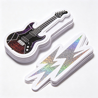 Haoxuan Punk Rock Aufkleber Holographische PVC-Gitarren-Mikrofon-Blitz-Totenkopf-Grafiken Glitzerfolie Matte Gestanzte Abziehbilder
