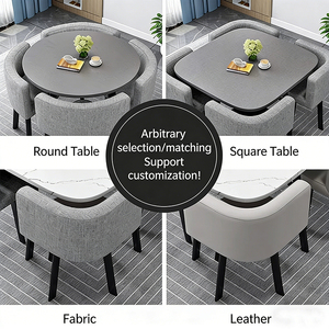 Set <span class=keywords><strong>Tavolo</strong></span> e Sedie in Legno per Caffetteria, Set da Pranzo Quadrato a 4 Posti con Cuscini, Arredamento Personalizzabile per Ristoranti - Product Image 5