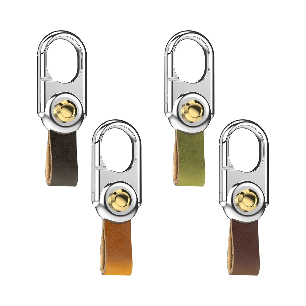 2024 New Fashion Punk Key Ring Metal+Leather Car Keychain Zinc Alloy Key Fob Holder Tool-free Installation Car Key Accessories