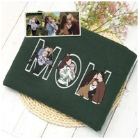 Sweat-shirts brodés personnalisés pour mère, père, couples, famille, animaux de compagnie, amis, photos de groupe brodées colorées sur sweat-shirts et t-shirts