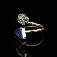 Créateur de bijoux fins de haute qualité de luxe plaqué or 18 carats bague en argent sterling massif 925 opale australienne naturelle pour femmes hommes