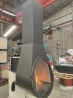 NOUVEAU Cheminée suspendue en acier au carbone de haute qualité, forme personnalisée, noir mat, avec porte en verre pour salon